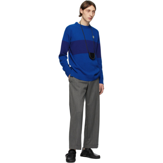LOEWE LOEWE BLUE STRIPED ANAGRAM SWEATER