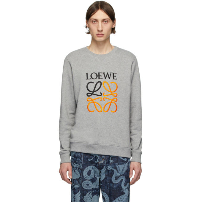 LOEWE GREY EMBROIDERED SWEATSHIRT