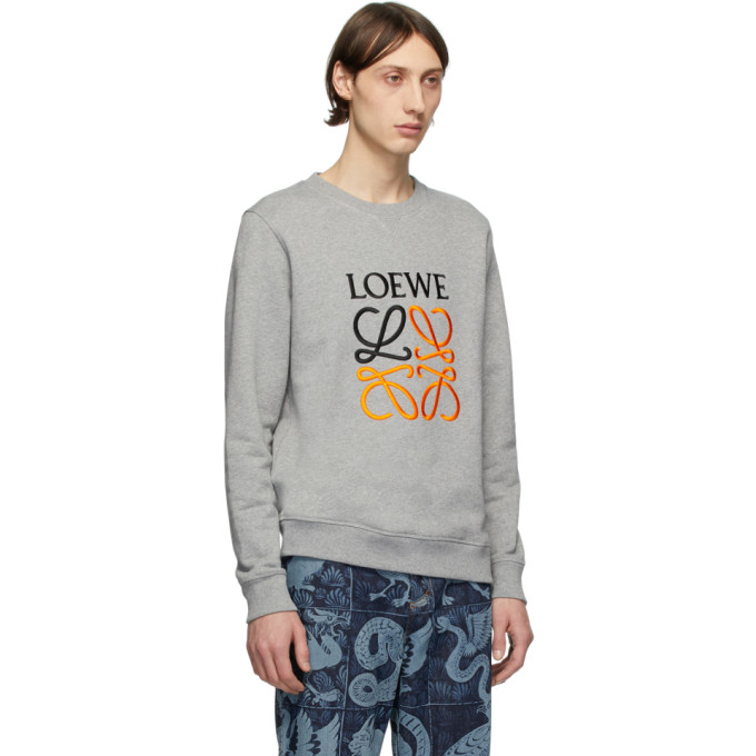 LOEWE LOEWE GREY EMBROIDERED SWEATSHIRT