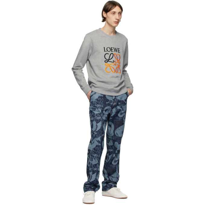 LOEWE LOEWE GREY EMBROIDERED SWEATSHIRT