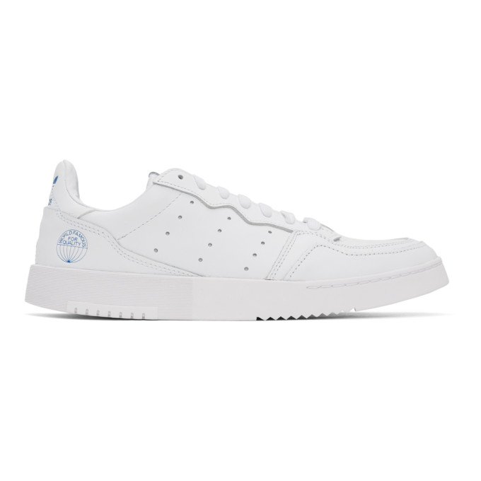 ADIDAS ORIGINALS WHITE LEATHER SUPERCOURT SNEAKERS