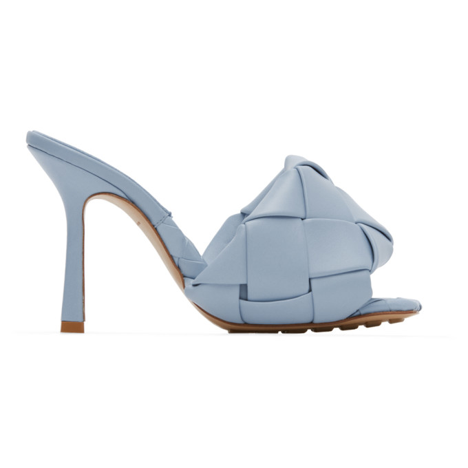 BOTTEGA VENETA BOTTEGA VENETA BLUE INTRECCIATO LIDO HEELED SANDALS