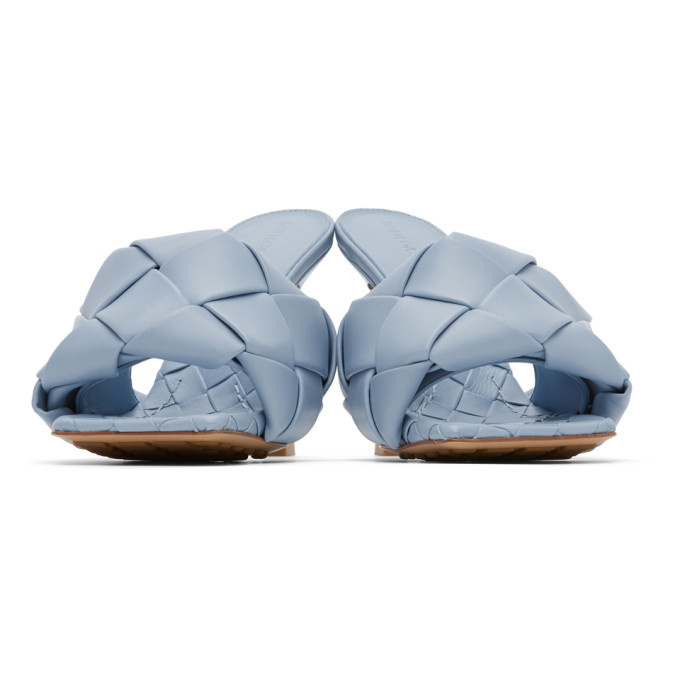 BOTTEGA VENETA BOTTEGA VENETA BLUE INTRECCIATO LIDO HEELED SANDALS