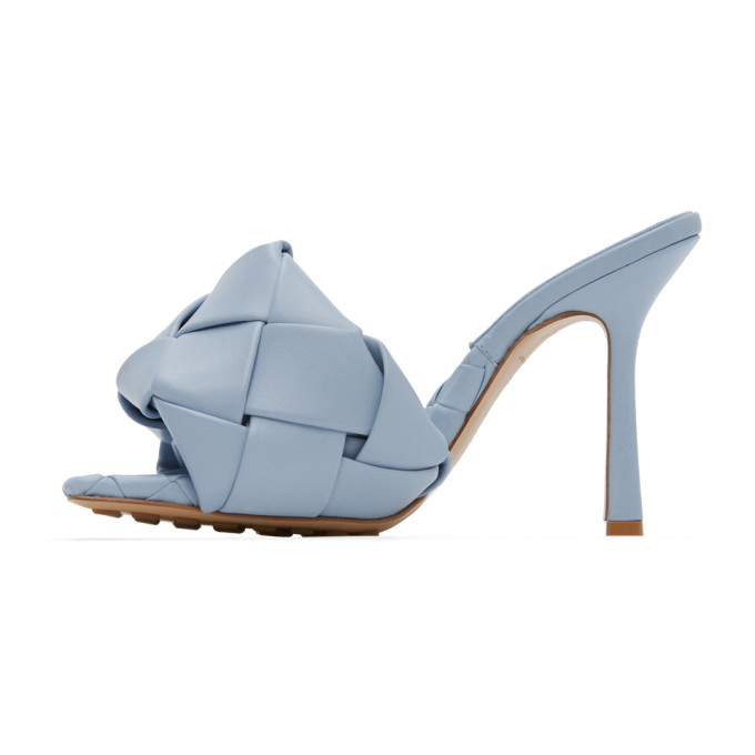 BOTTEGA VENETA BOTTEGA VENETA BLUE INTRECCIATO LIDO HEELED SANDALS