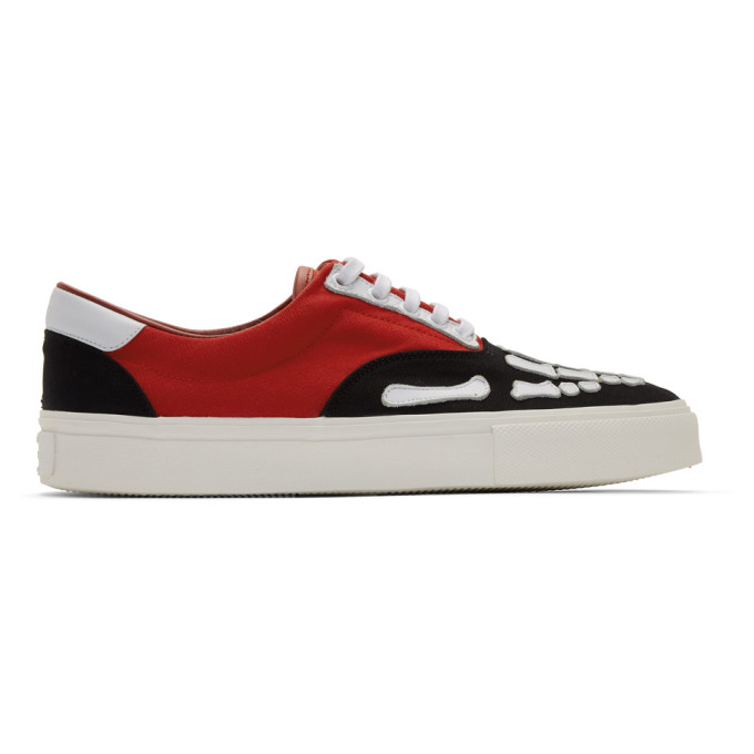 AMIRI AMIRI BLACK AND RED SKELETON TOE SNEAKERS