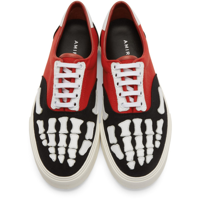 AMIRI AMIRI BLACK AND RED SKELETON TOE SNEAKERS