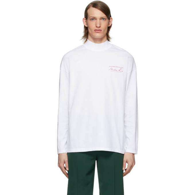 MARTINE ROSE MARTINE ROSE WHITE FUNNEL NECK LONG SLEEVE T-SHIRT