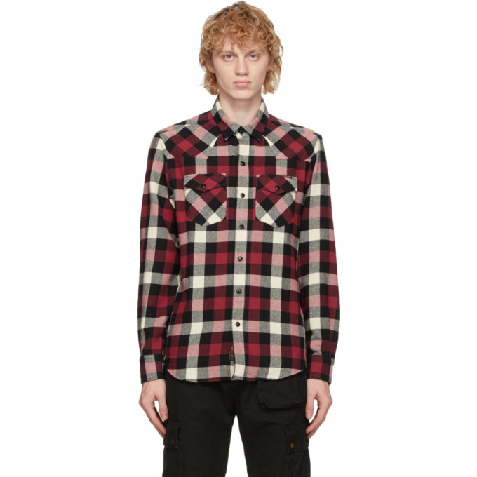 BELSTAFF BELSTAFF RED AND WHITE CHECK WESTERN SHIRT