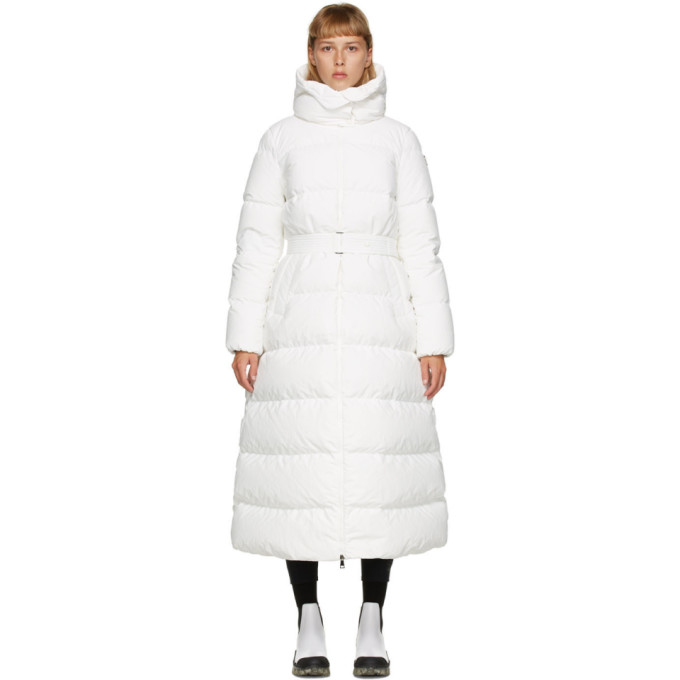 MONCLER MONCLER WHITE DOWN BELTED GOELO COAT