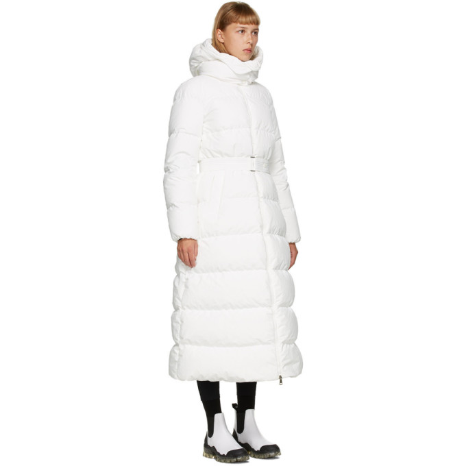 MONCLER MONCLER WHITE DOWN BELTED GOELO COAT