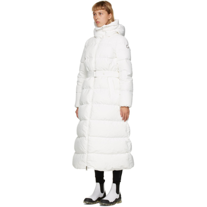 MONCLER MONCLER WHITE DOWN BELTED GOELO COAT