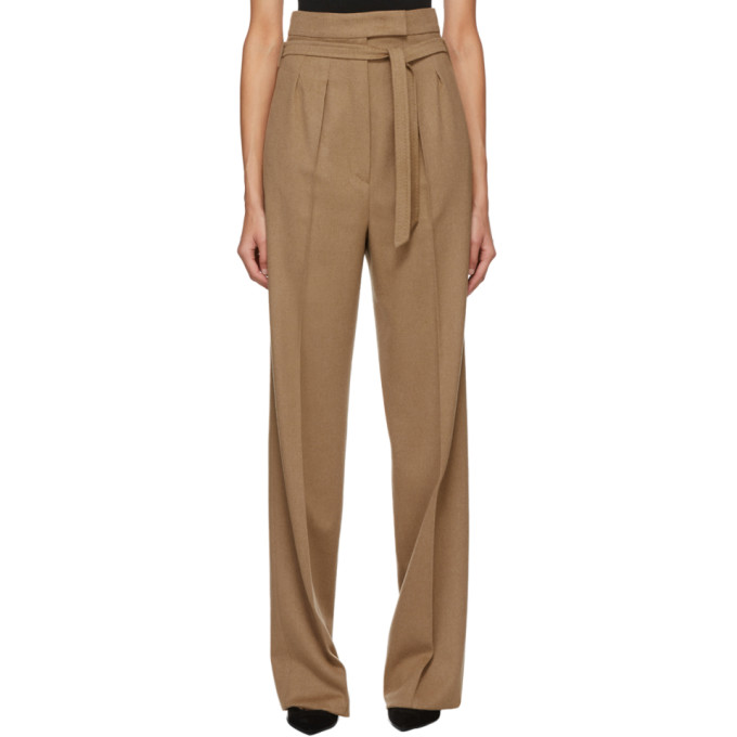 MAX MARA BROWN CAMEL WOOL BREAK TROUSERS