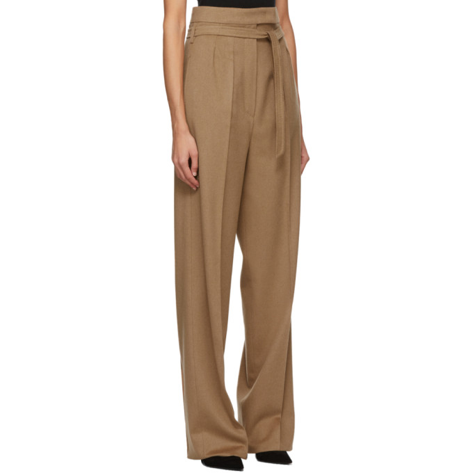 MAX MARA BROWN CAMEL WOOL BREAK TROUSERS