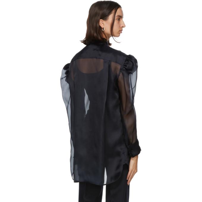 MAX MARA NAVY SILK ORGANZA SHIRT