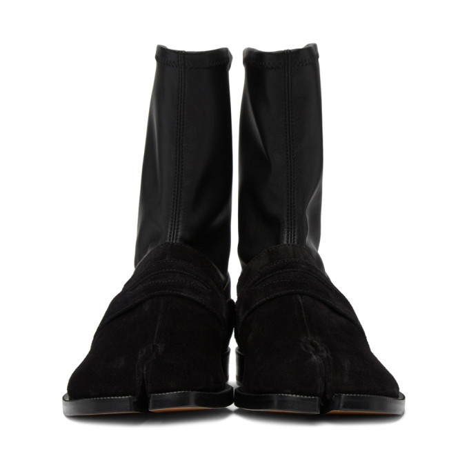 MAISON MARGIELA BLACK SUEDE LOAFER SOCK TABI BOOTS