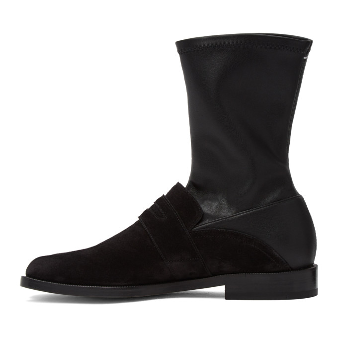 MAISON MARGIELA BLACK SUEDE LOAFER SOCK TABI BOOTS