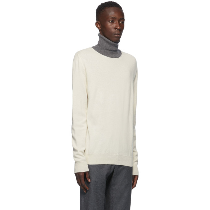 MAISON MARGIELA MAISON MARGIELA OFF-WHITE COLORBLOCK TURTLENECK SWEATER