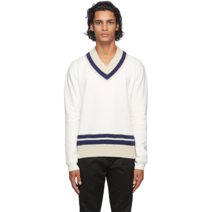 MAISON MARGIELA MAISON MARGIELA OFF-WHITE OGG V-NECK SWEATER