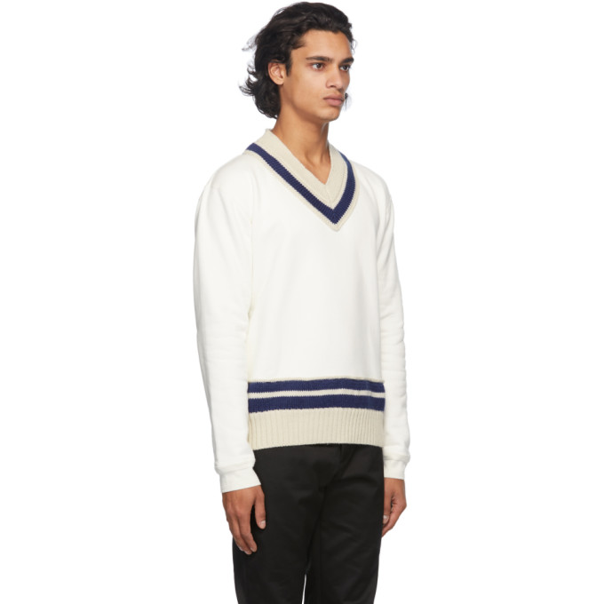 MAISON MARGIELA MAISON MARGIELA OFF-WHITE OGG V-NECK SWEATER