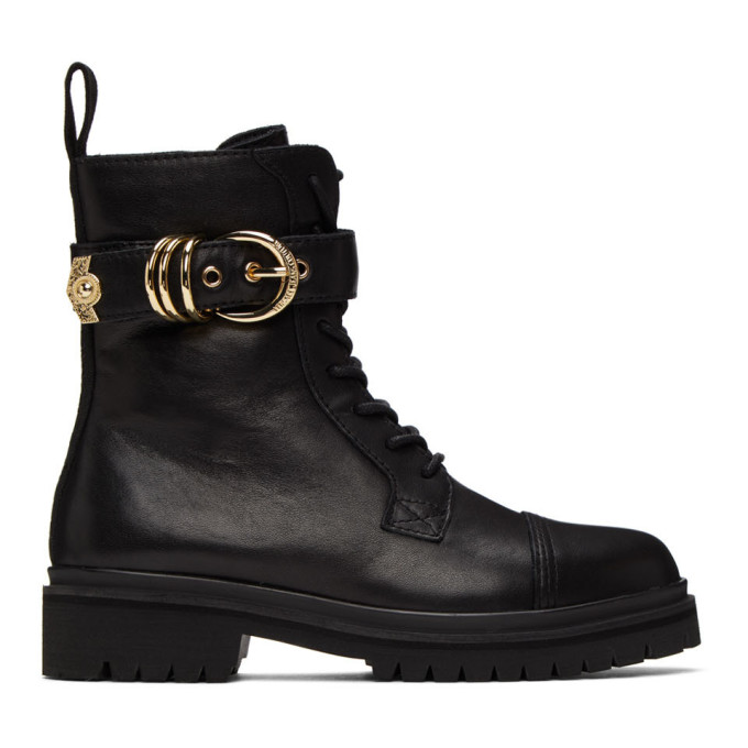 Click to view more detailed imagery on our partner's website Versace Jeans Couture Buckle-detail 30mm Ankle Boots In E899 Black