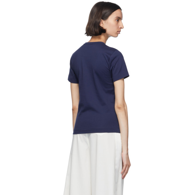 COMME DES GARÇONS PLAY COMME DES GARCONS PLAY NAVY AND GOLD HEART PATCH T-SHIRT