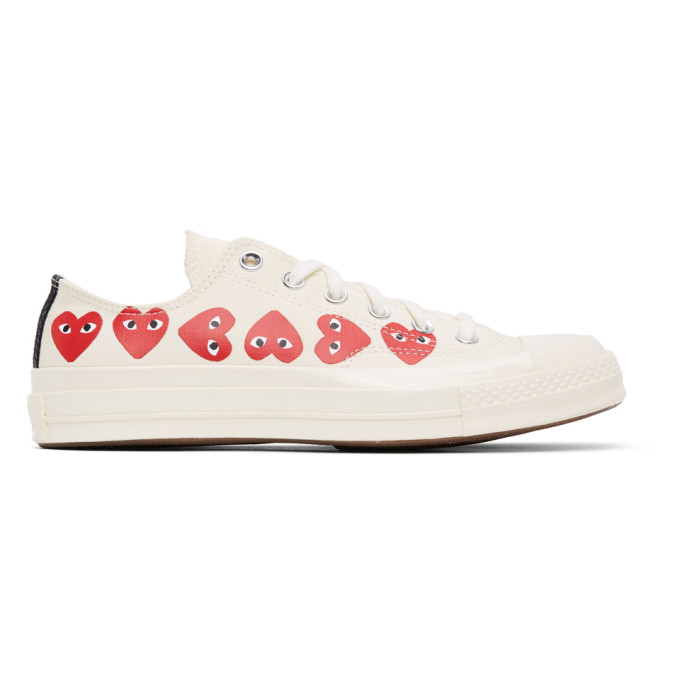Comme Des Garçons Play Comme Des Garcons Play Off-white Converse Multiple Hearts 70 Low Sneakers In 2 White | ModeSens