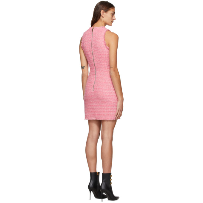BALMAIN BALMAIN PINK TWEED SLEEVELESS DRESS