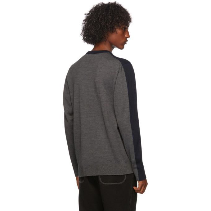 JUNYA WATANABE JUNYA WATANABE NAVY WOOL PATCHWORK SWEATER