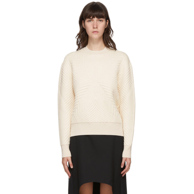 Click to view more detailed imagery on our partner's website Alexander Mcqueen Wool Blend Cable Knit Crewneck Sweater In 9004 Ivory