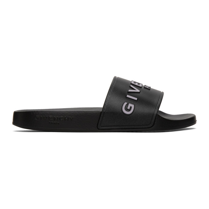 Click to view more detailed imagery on our partner's website Givenchy Black And White Logo Rubber Slides In 001 Black