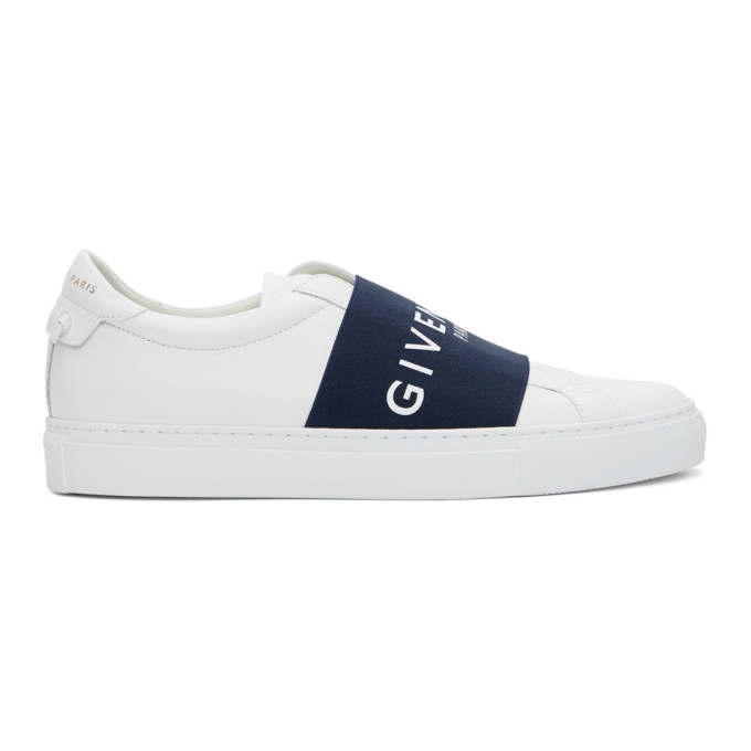 GIVENCHY GIVENCHY WHITE AND NAVY ELASTIC URBAN STREET SNEAKERS