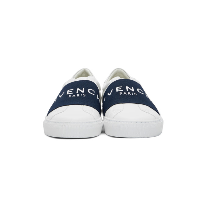 GIVENCHY GIVENCHY WHITE AND NAVY ELASTIC URBAN STREET SNEAKERS