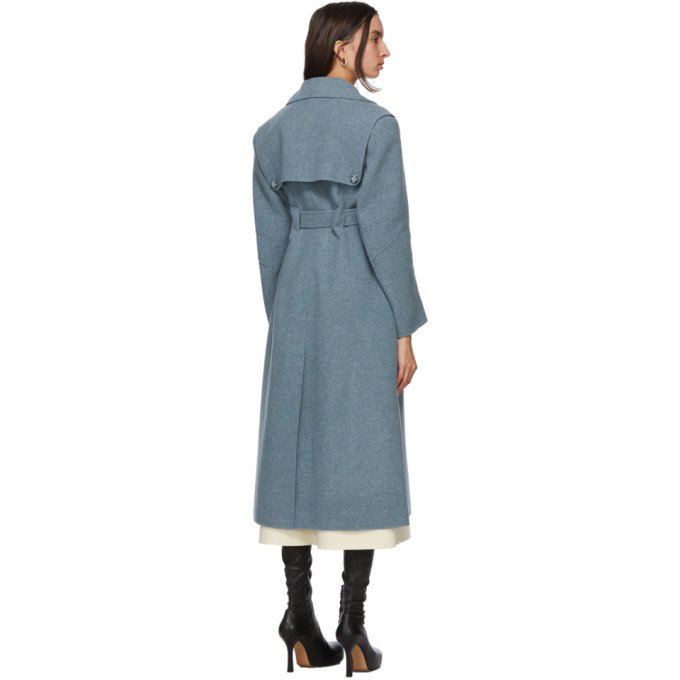 SPORTMAX SPORTMAX BLUE CASHMERE BELTED FRANCO COAT