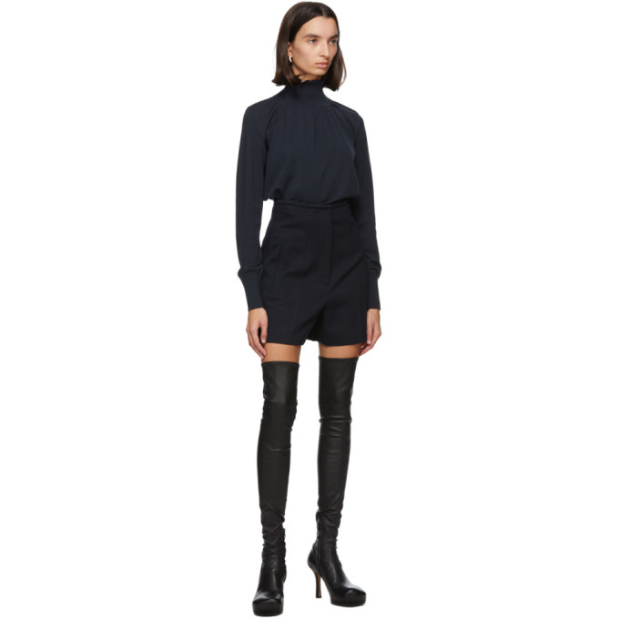 SPORTMAX SPORTMAX NAVY STRETCH WOOL BRIC TURTLENECK