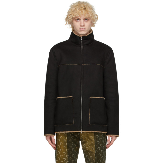 STAND STUDIO STAND STUDIO BLACK FAUX-SUEDE CALVIN JACKET