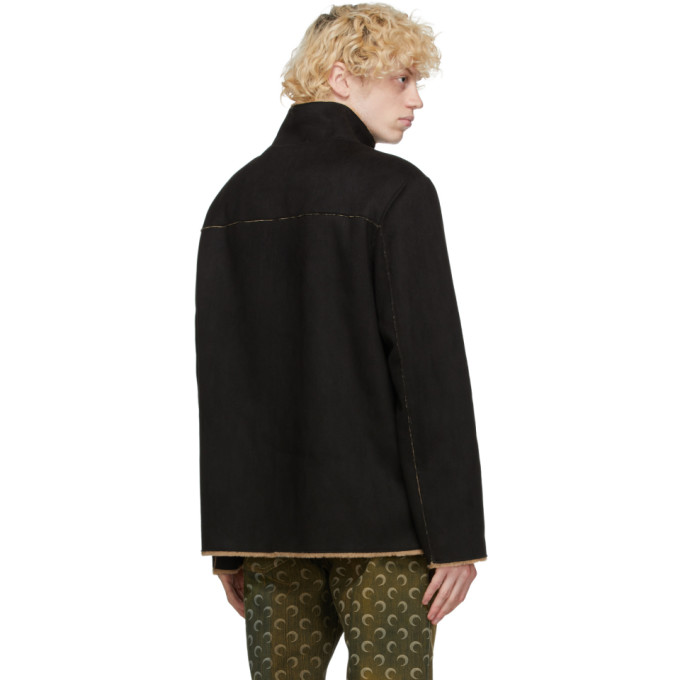 STAND STUDIO STAND STUDIO BLACK FAUX-SUEDE CALVIN JACKET