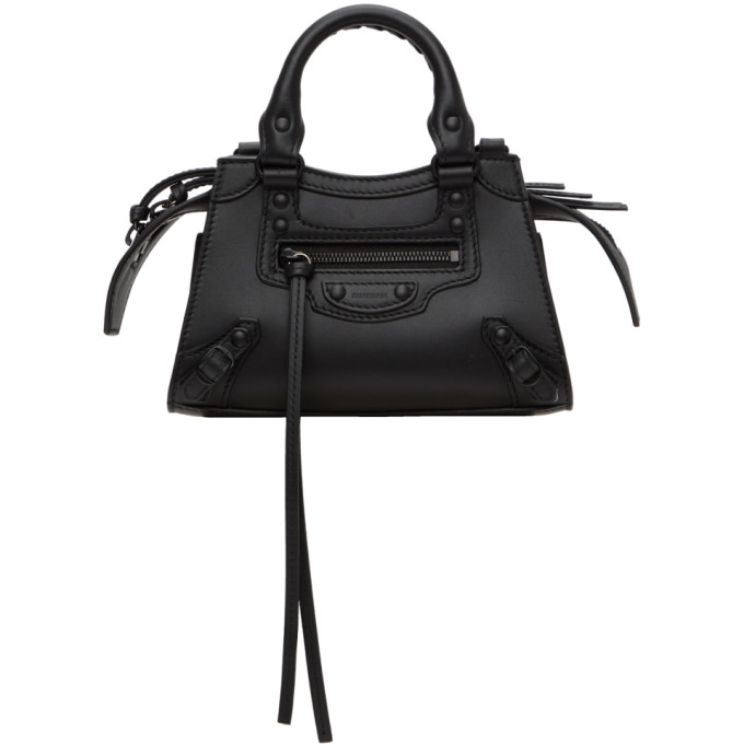 BALENCIAGA BLACK NANO NEO CLASSIC TOP HANDLE BAG