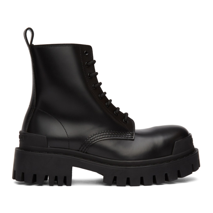 Click to view more detailed imagery on our partner's website Balenciaga Strike Exaggerated-sole Leather Boots In Black