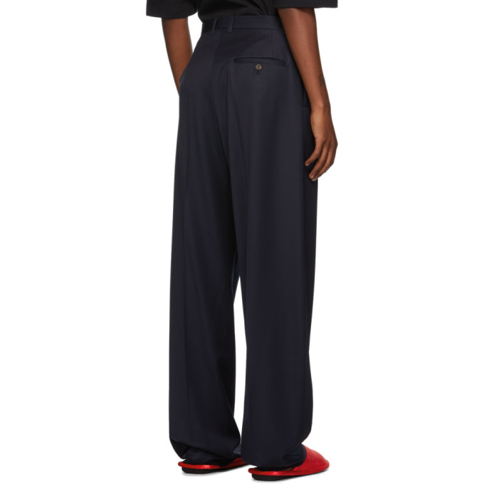 BALENCIAGA NAVY WOOL STEROID TROUSERS