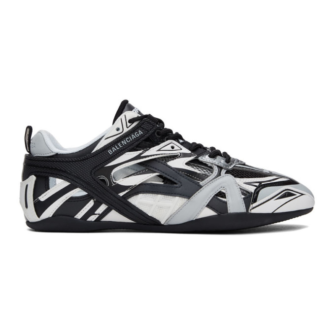 Click to view more detailed imagery on our partner's website Balenciaga Drive Monochrome Panelled Faux-leather Sneakers In Grey/black