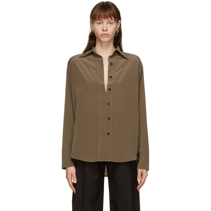 EFTYCHIA EFTYCHIA KHAKI CLOSED SHIRT