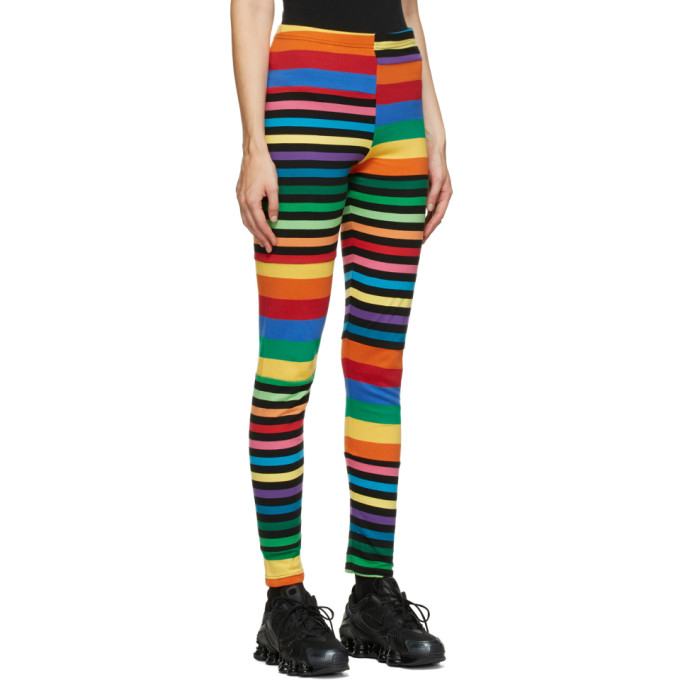 COMME DES GARÇONS HOMME DEUX MULTICOLOR COTTON RAINBOW STRIPE LEGGING