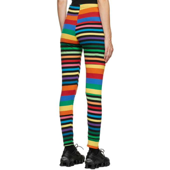 COMME DES GARÇONS HOMME DEUX MULTICOLOR COTTON RAINBOW STRIPE LEGGING