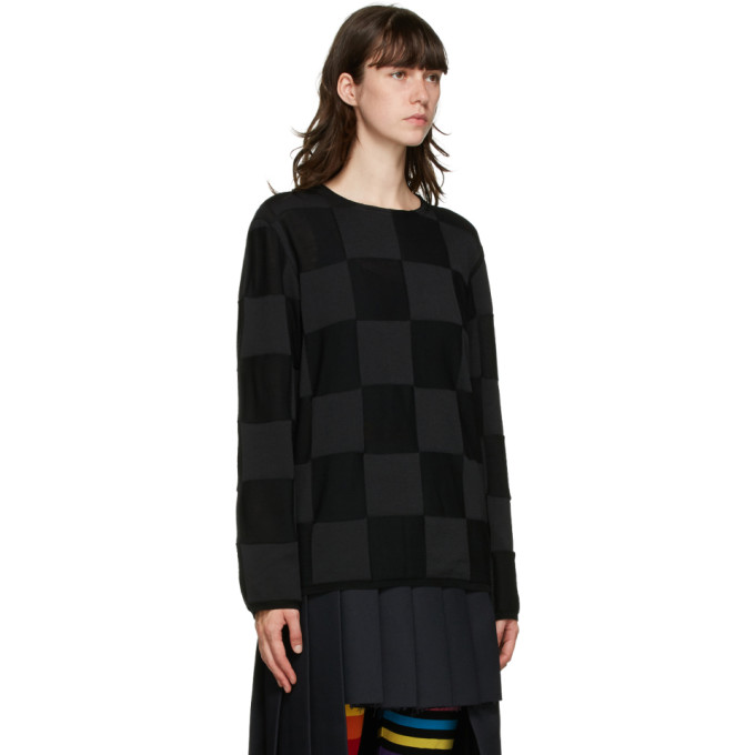 COMME DES GARÇONS HOMME DEUX BLACK CHECK INTARSIA SWEATER