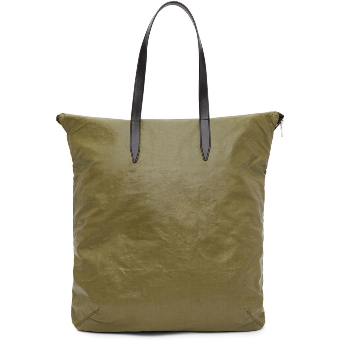 DRIES VAN NOTEN KHAKI FAUX-LEATHER TOTE