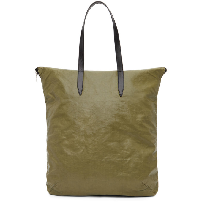 DRIES VAN NOTEN KHAKI FAUX-LEATHER TOTE