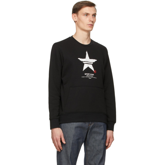 NEIL BARRETT NEIL BARRETT BLACK PRINT SPORT STAR SWEATSHIRT