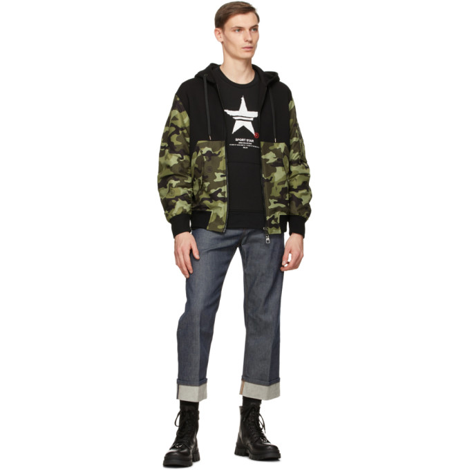 NEIL BARRETT NEIL BARRETT BLACK PRINT SPORT STAR SWEATSHIRT