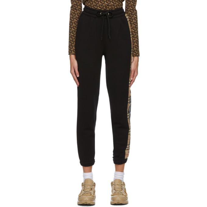Click to view more detailed imagery on our partner's website Burberry Raine Vintage-check And Logo Panel Jogger Pants In Black