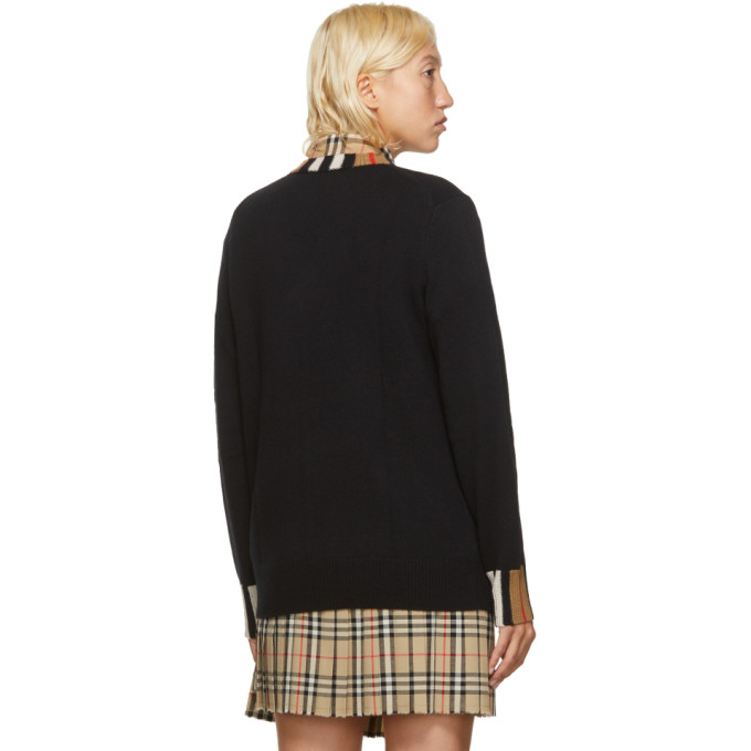 BURBERRY BURBERRY BLACK CASHMERE ICON STRIPE SWEATER